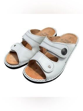 Sz 40D WHITE Finn Comfort Sansibar Soft 2 Strap Women’s Leather Sandals $255MSRP